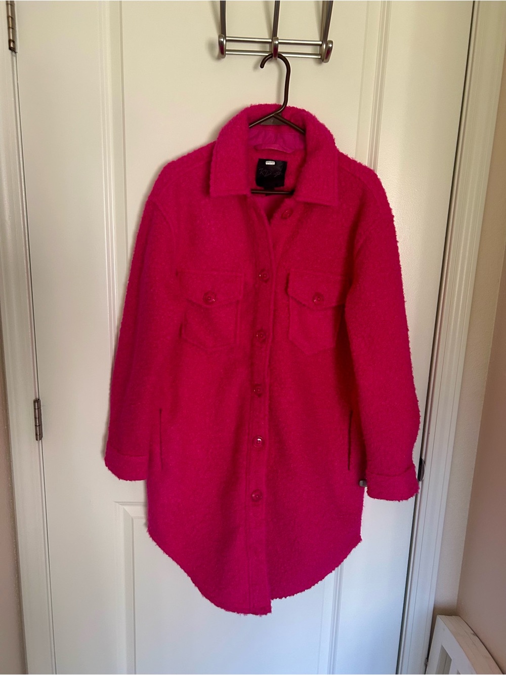 RD Style Hot Pink Teddy Button-Up Jacket